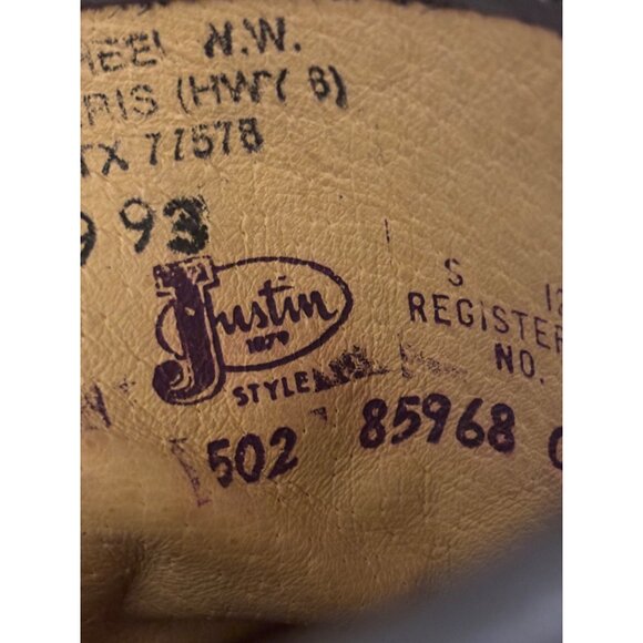 Justin 502 Vintage Gray Leather Lace-Up Combat Boots Stacked Heel Unisex 8 D - Picture 11 of 14